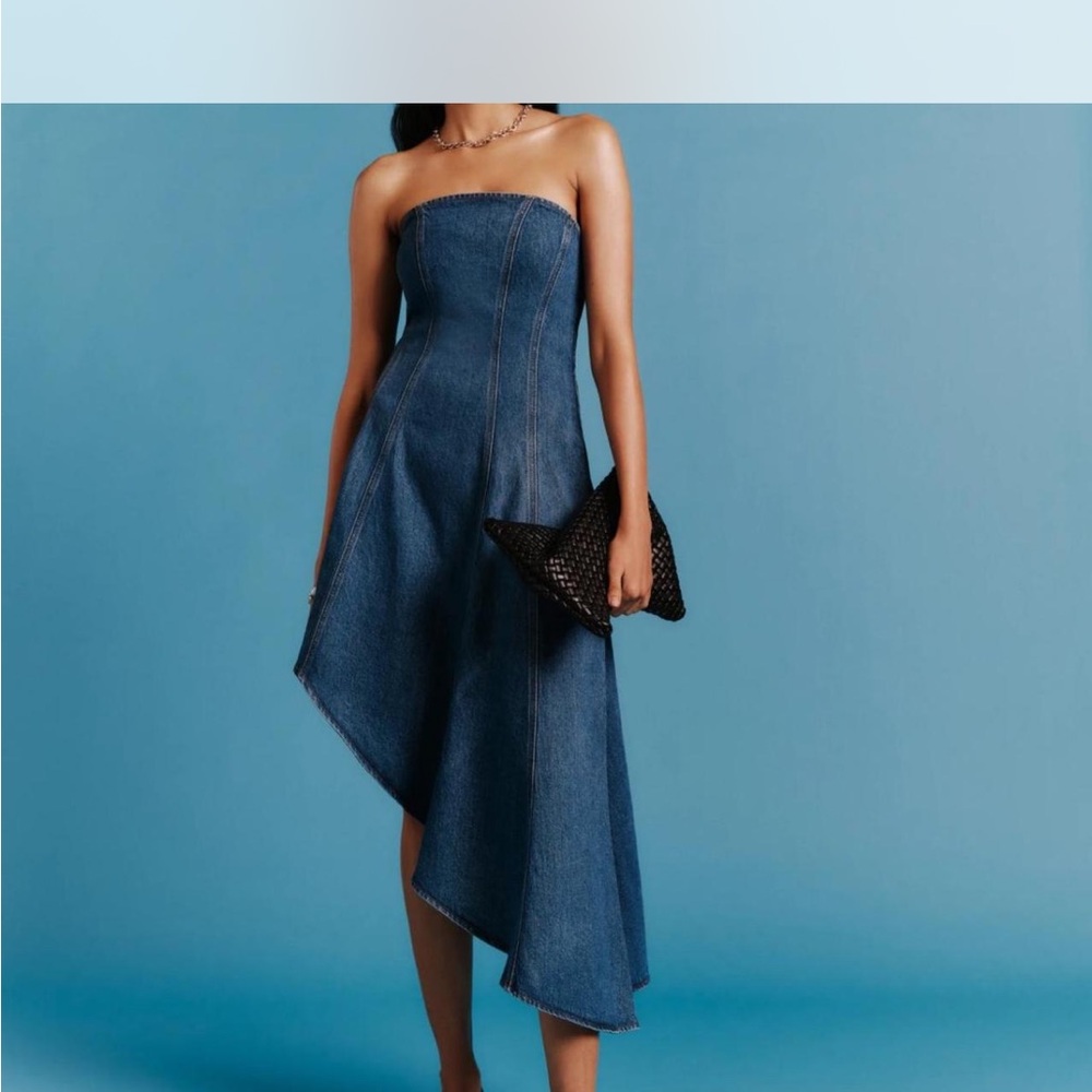 Reformation “Malina Denim Strapless Dress”